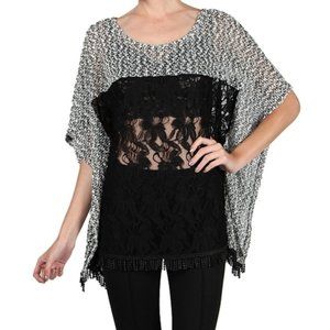 A'Reve Womens Half Sleeve Knit Lace Body Top